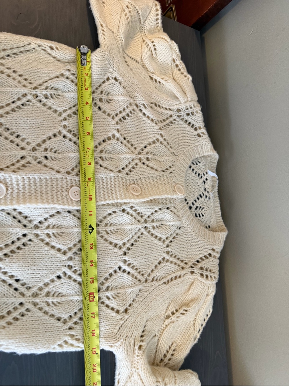 Astr Cream Openwork Knit Button-Front Cardigan - Picture 5 of 7